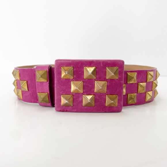 Streets Ahead Studded Leather Roger Belt Pink Gold Large Rare - Picture 6 of 16